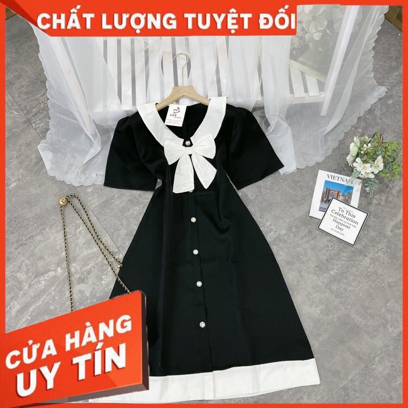 Váy Cúc Nơ Ngực Tay Bồng Về Hàng Cực Xinh [ 𝐅𝐑𝐄𝐄 𝐒𝐇𝐈𝐏 ] Chất Tuyết Mưa Mềm Đẹp Hàng May Kỹ Khoá Lưng Cẩn Thận Sỉ