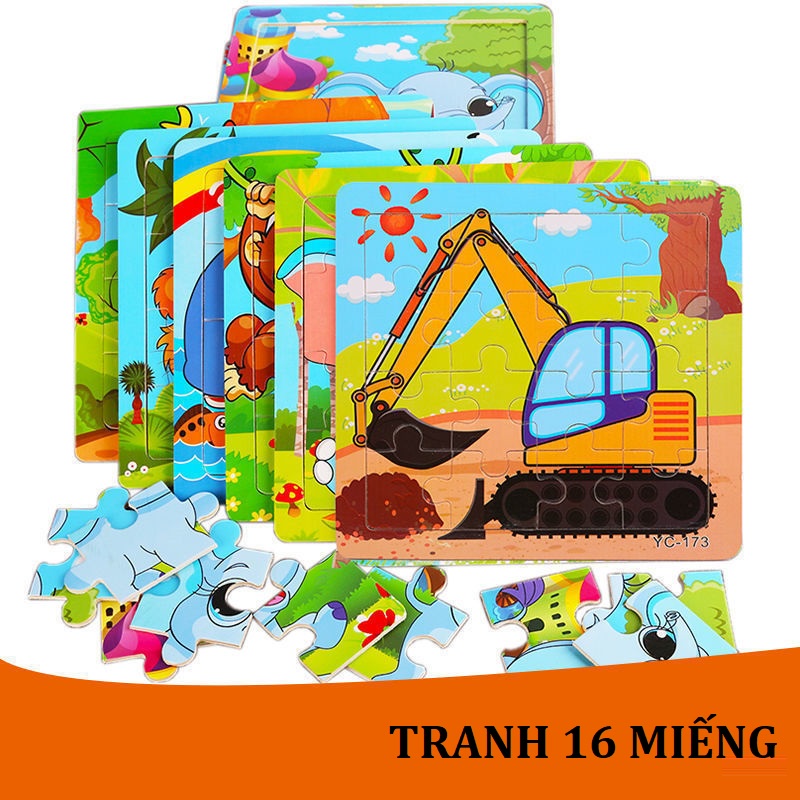 Bộ Tranh Ghép Hình Bằng Gỗ 16 Mảnh Cho bé 2-4 Tuổi Giúp Phát Triển Tư Duy Toàn Diện, quà tặng sinh nhật