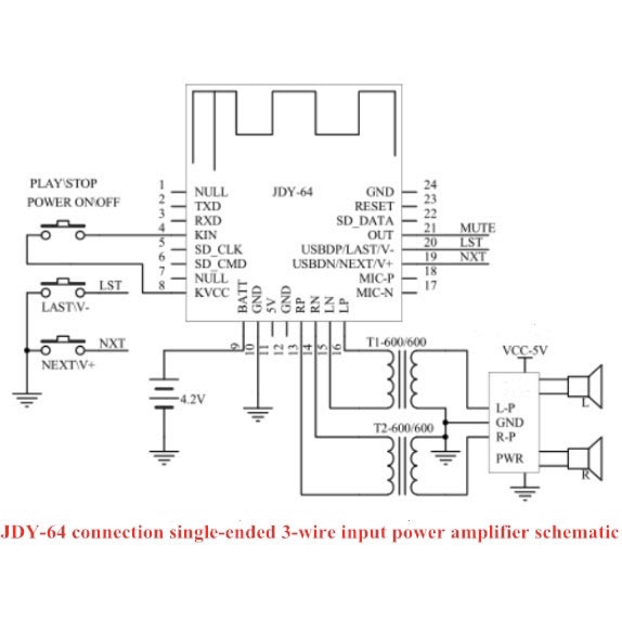 JDY-64 Lossless Bluetooth Audio Module Bluetooth 4.2 HIFI Speaker Audio Headphone Amplifier Board