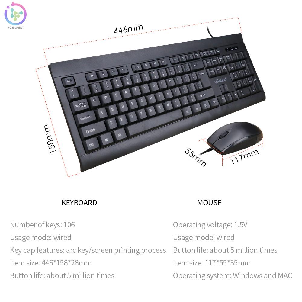 Combo Bàn Phím + Chuột U-766 106 Có Dây 1200dpi Đen | BigBuy360 - bigbuy360.vn