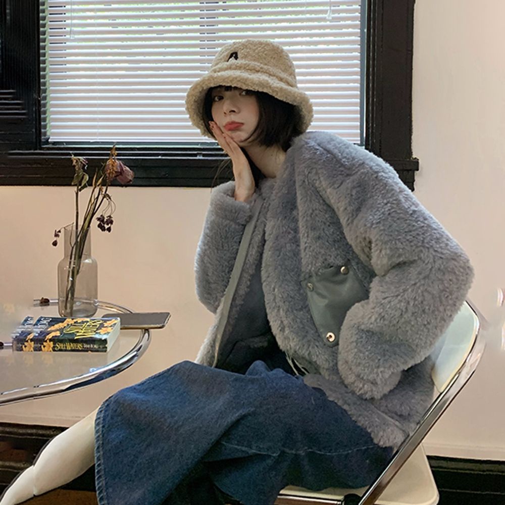 Nón lông ấm áp thêu chữ kiểu xô đội trong mùa đông