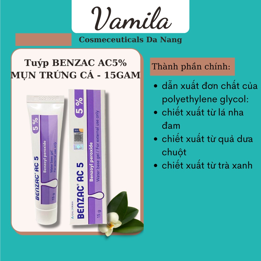 Benzac AC 5% 15g Kem Hỗ Trợ Ngừa Mụn Trứng Cá Hiệu Quả Giảm Thâm Mụn Tốt