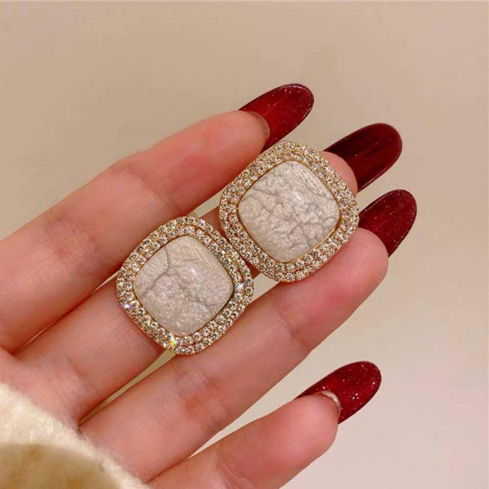 Bông Tai Đính Đá Opal Sang Trọng Phong Cách Hàn Quốc|Bông Tai|Vòng Tay Họa Tiết Vết Nứt Màu Sắc Thời Trang|Khuyên Tai/Bông Tai Nhiều Màu Cho Nữ