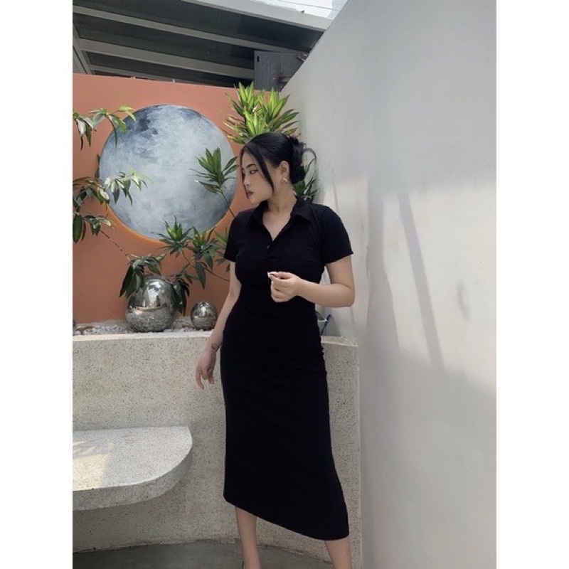 Đầm body polo khoét lưng xẻ tà bigsize 50-90kg