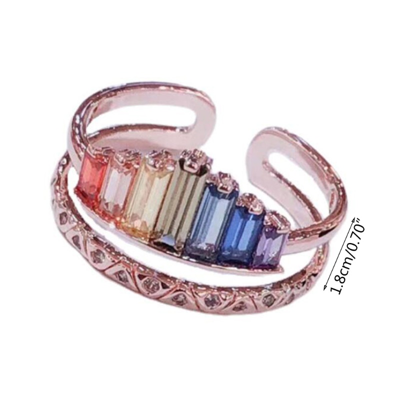Nhẫn Pha Lê Hình Vương Miện Màu Cầu Vồng Có Thể Điều Chỉnh Kích Cỡ Dành Cho Nữ