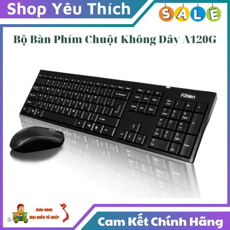 Bàn Phím A120 A120G Tặng Kèm Chuột Không Dây Chống Nước Thiết Kế Đơn Giản Sang Trọng Tích Hợp Cảm Biến Quang Học