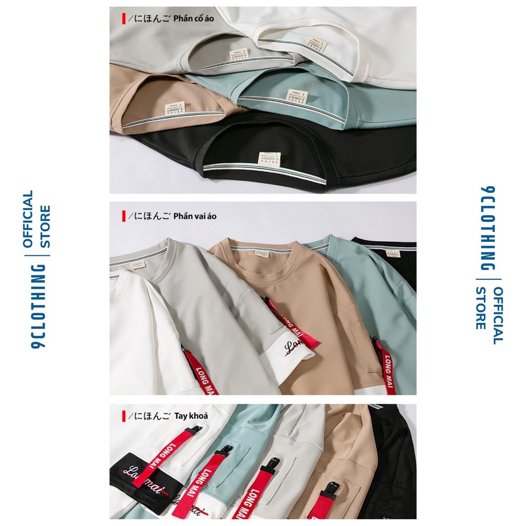 Áo phông nam streetwear, áo thun tay lỡ form rộng oversize phong cách đường phố Ulzzang mẫu phối khóa tay 2022 9CLOTHING