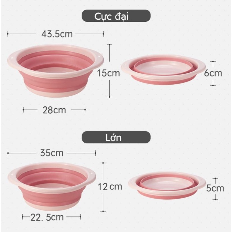 Chậu Gấp Gọn , Thau Xếp Gọn Silicon Thiết Kế Thông Minh Tiện Lợi , Đa Năng , Tiết Kiệm Không Gian