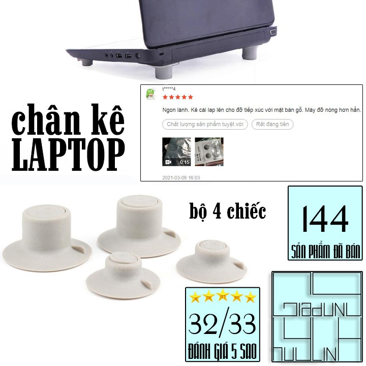 Bộ 4 chân đế kê cao laptop giúp tản nhiệt hiệu quả (CKL04)