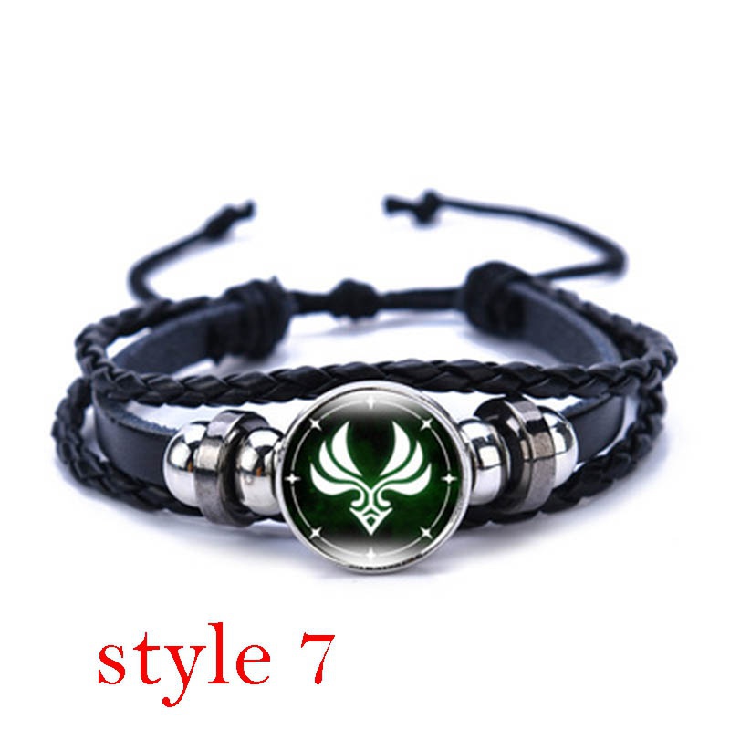 Vòng tay bằng da có thể điều chỉnh thiết kế họa tiết mô phỏng theo game Genshin Impact thời trang