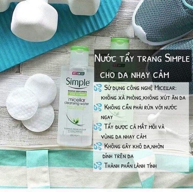 Nước Tẩy Trang Simple Micellar Cleansing Water 200ml - 400ml