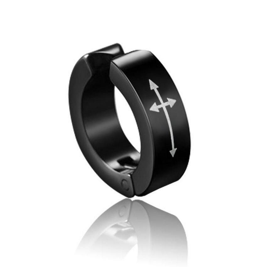 Kẹp vành tai titan đen bông tai không rỉ unisex cá tính