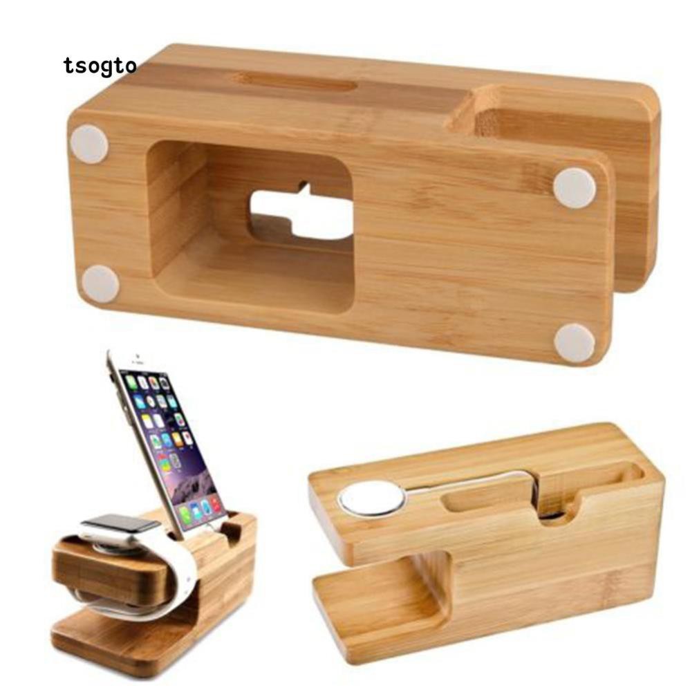 Đế sạc bằng gỗ tre chất lượng cao tiện dụng dành cho đồng hồ thông minh iPhone Apple