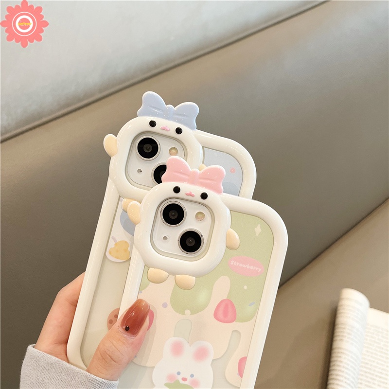 Ốp Điện Thoại Mềm Họa Tiết Gấu Thỏ Kem 3D Sáng Tạo Cho IPhone 6 6S 7 8 14 Plus 11 13 12 14 Pro MAX XR X XS MAX SE