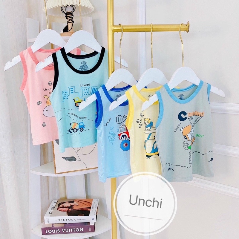 Áo ba lỗ Unchi chất peptit họa tiết hoạt hình cực đẹp cho bé (Sz 5-16kg)