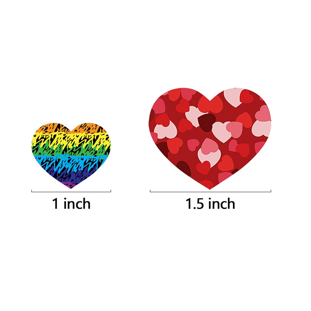 KRNY 500PCS/Roll 1/1.5 Inch Sealing Stickers Self-adhesive Decorative Labels Love Heart Shape Gift Packaging Scrapbooking Wrap Accessories Cute Stationery Valentine's Day