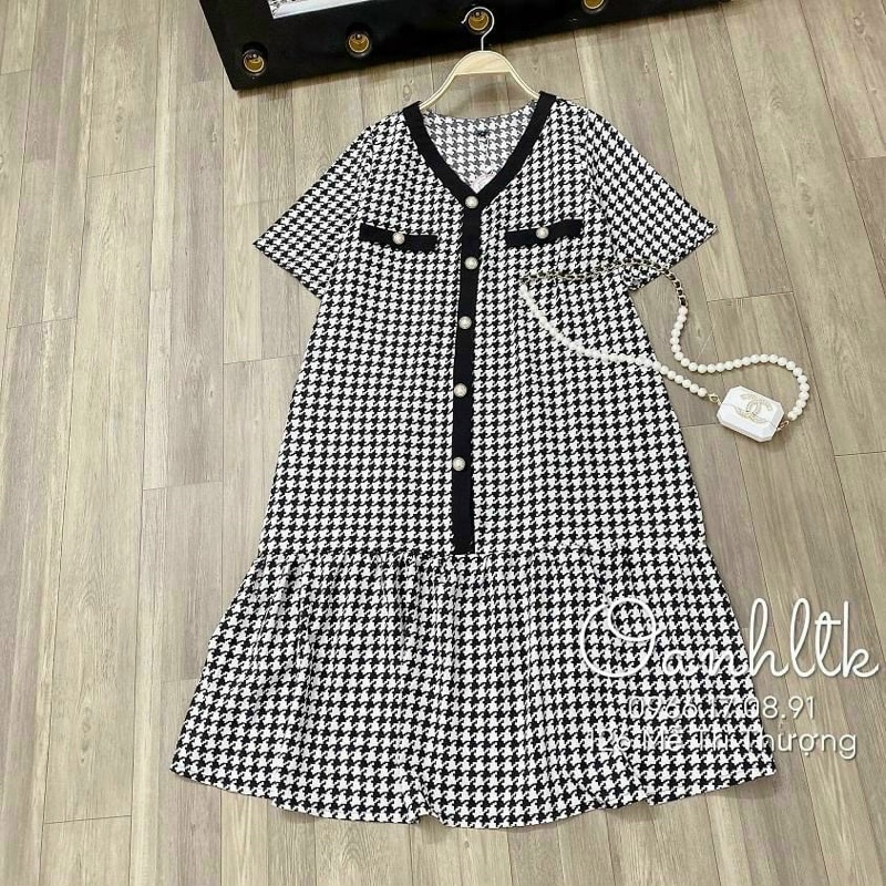 Váy bầu thiết kế công sở, kẻ caro cực xinh và sang chảnh trẻ trung - V03