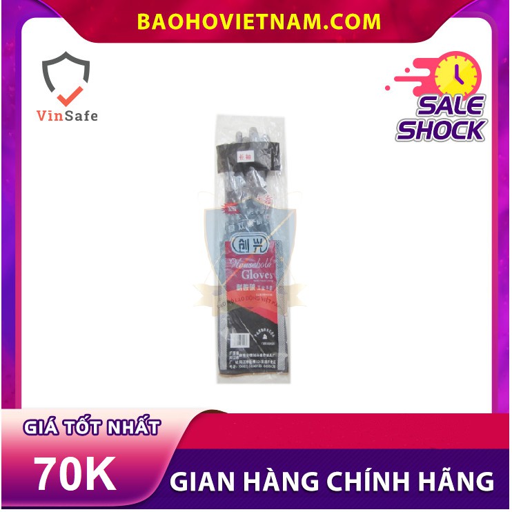 Găng cao su chống acid đen, dày Trung Quốc – loại dài thường