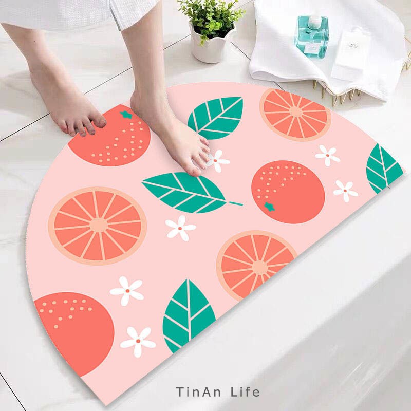 [40 x 80 cm] Thảm Lót Chân Hình Bán Nguyệt Hình Hoa Trái Dễ Thương, Thảm Chùi Chân Chống Trượt Cao Cấp