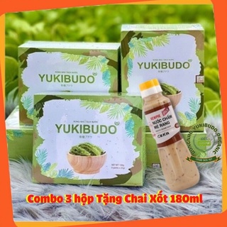 Combo 3 Hộp Rong Nho Tách Nước YUKIBUDO Organic Khánh Hòa, Tặng Kèm Chai Xốt Mè Rang Kewpie 180ml
