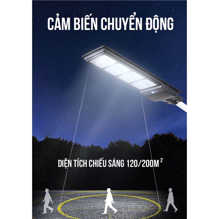 Đèn năng lượng mặt trời SOLAR LIGHT 150W- 200W, Đèn chiếu sáng đường phố liền thể công suất 200w, Chống nước IP67