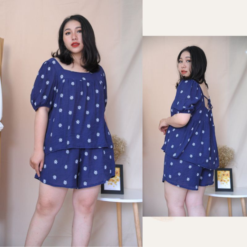 (Xả Lỗ) Sét đũi Bigsize hoa thêu nổi dáng babydoll