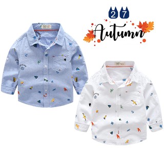 Áo sơ mi bé trai WELLKIDS áo dài tay cho bé họa tiết đáng yêu chất cotton hàng xuất Âu Mỹ