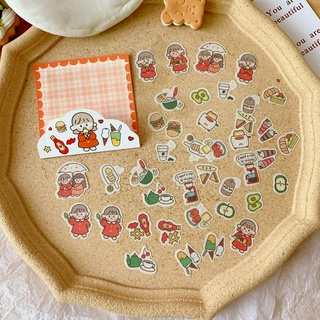 Set miếng dán sticker decal sổ vở cô bé 40 miếng