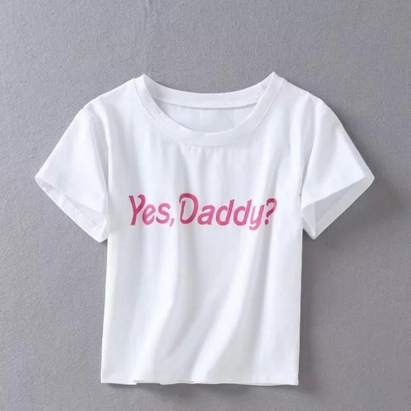 Áo thun nữ tay ngắn có in chữ Yes Daddy thời trang cá tính áo rút áo tiểu thư áo bigsize sơmi nữ áo sơmi nữ áo lụa