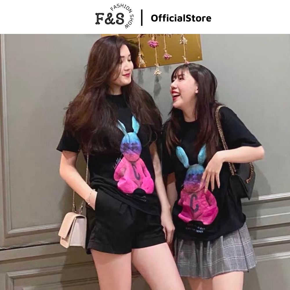 Áo thun tay lỡ unisex form rộng THỎ BAD RABBIT - Áo phông F&amp;S nam nữ, cặp đôi phong cách hàn quốc