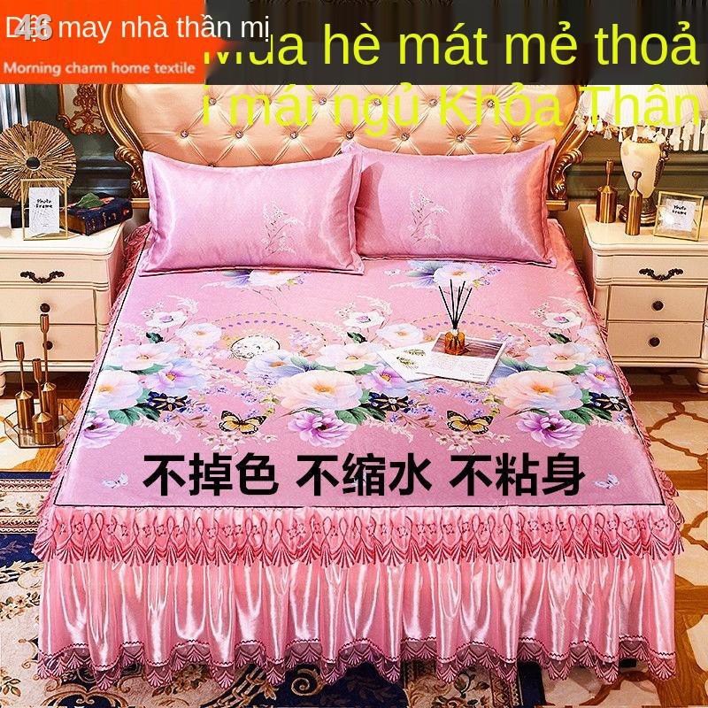 Cmáy giặt được thảm băng lụa chiếu ba mảnh giường 1,5m hộ gia đình 1,8m 2m mềm điều hòa không khí