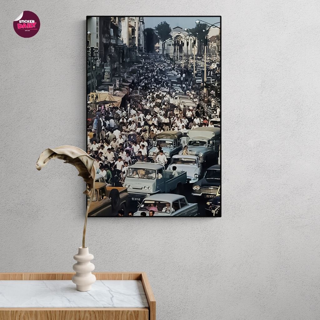 Tranh treo tường Sài Gòn xưa, tranh decor chất liệu Canvas khung Gỗ, Kích thước 30x40cm, 40x60 cm