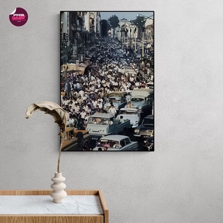 Tranh treo tường Sài Gòn xưa, tranh decor chất liệu Canvas khung Gỗ, Kích thước 30x40cm, 40x60 cm