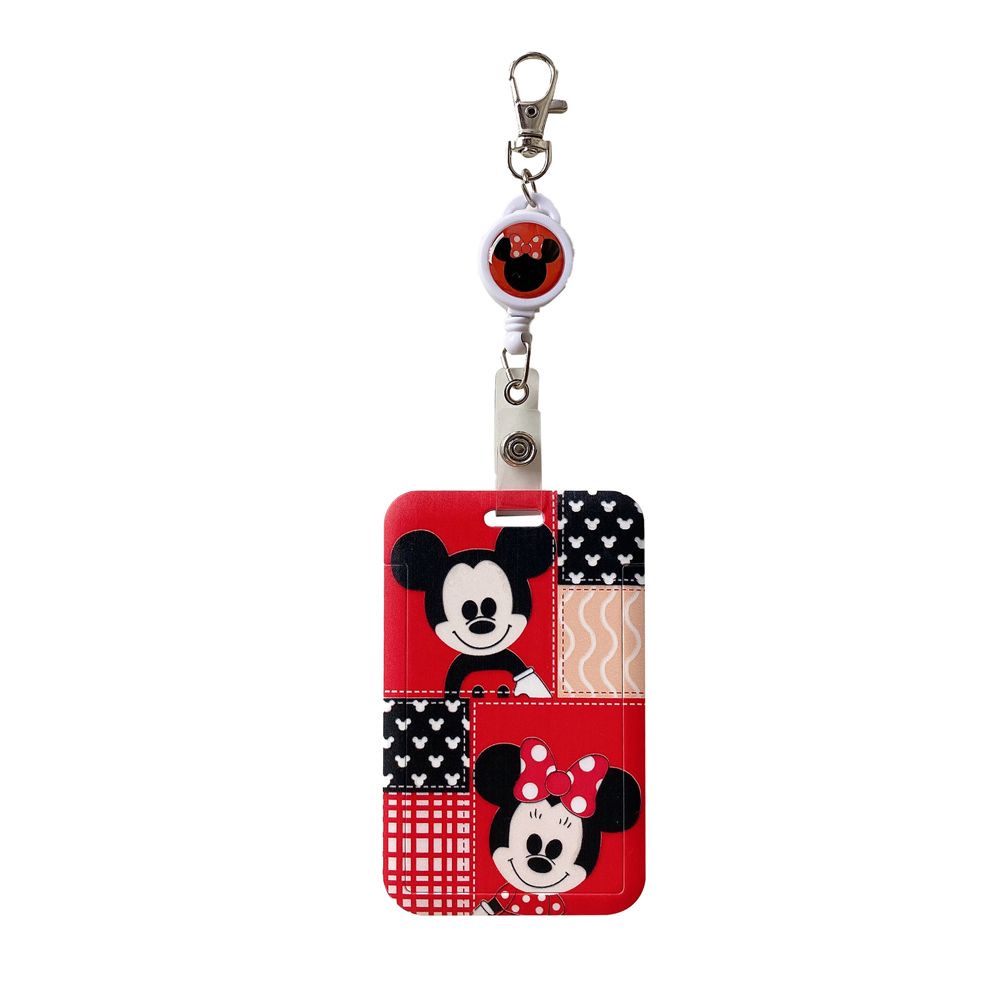 Túi đựng thẻ ID/vé xe buýt/thẻ ngân hàng móc kim loại in hình hoạt hình nhà chuột Mickey dễ thương