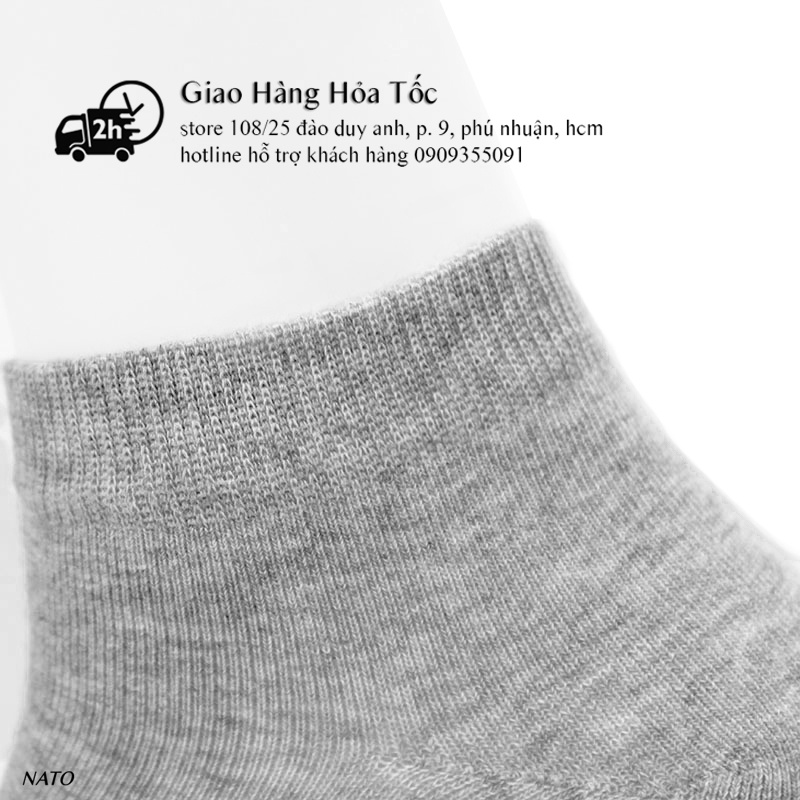 Tất Vớ Ngắn Nato Socks Vải Cotton Kháng Khuẩn Chống Mùi Hôi Màu Trắng Đen Xám Xanh Navy Basic Đẹp Cao Cấp Trơn Mắt Cá