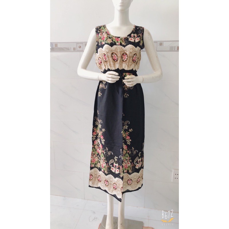 [48-60ký]Đầm maxi xát nách cổ tròn vải tole dáng dài | BigBuy360 - bigbuy360.vn