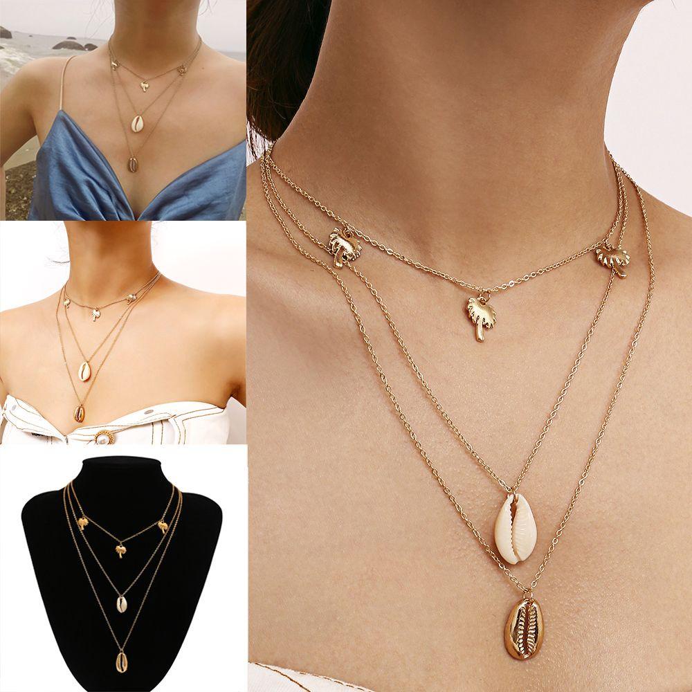 Vòng cổ Nhiều Lớp Vỏ Sò Thời Trang Mùa Hè|Trang Sức Vòng Đeo Tay Thời Trang Dành Cho Nữ