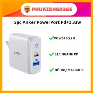 Sạc Anker PowerPort Pd+2 33w , Usb-c PD, PowerIQ2.0 - A2626 ( BH 18 Tháng )