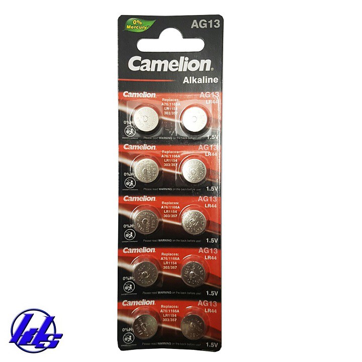 Pin Camelion AG13, LR44, A76 Alkaline - Vỉ 10 viên