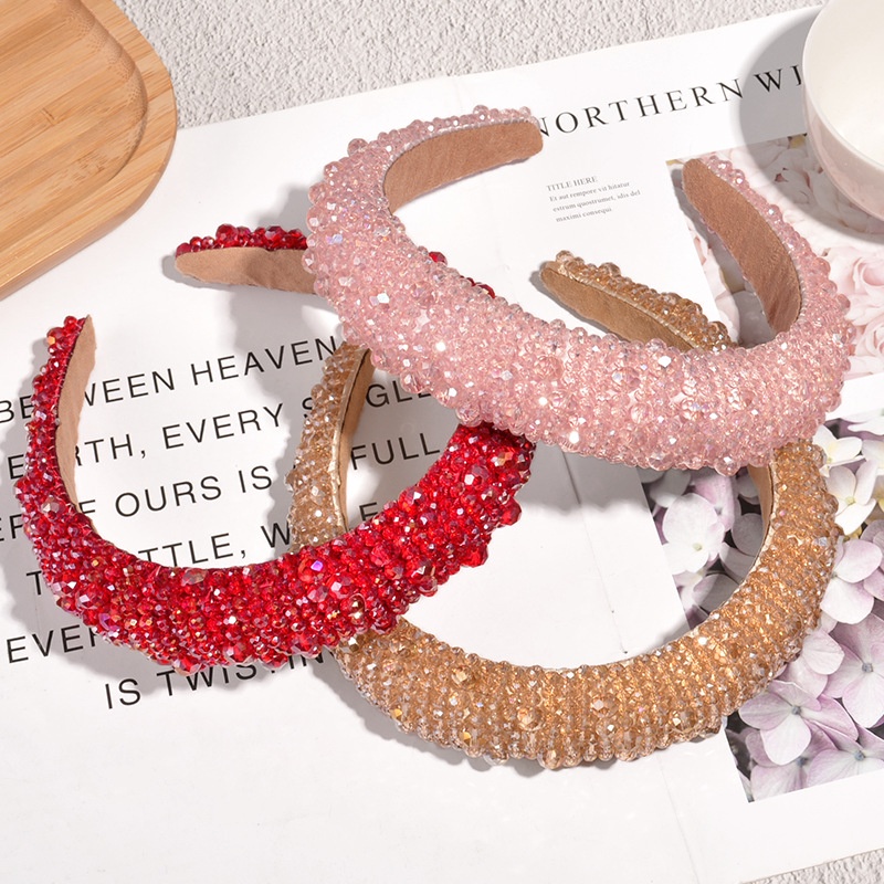 Băng Đô Cài Tóc Handmade Đính Đá Pha Lê Phong Cách Hàn Quốc Dành Cho Nữ