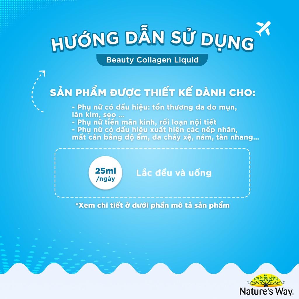 Combo 2 Hộp Collagen Thủy Phân Dạng Nước NATURE'S WAY Beauty Collagen Liquid Bổ Sung Collagen Giúp Sáng Da 500ml/hộp