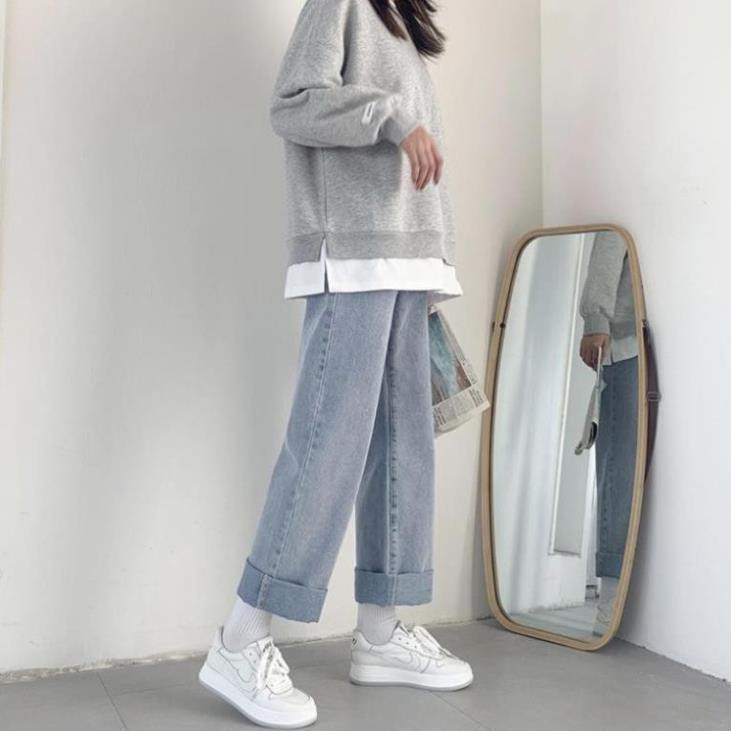 Quần Jean Nữ, Quần Baggy Nữ Dáng Suông Ống Rộng - Ulzzang Hàn Quốc - NS-01