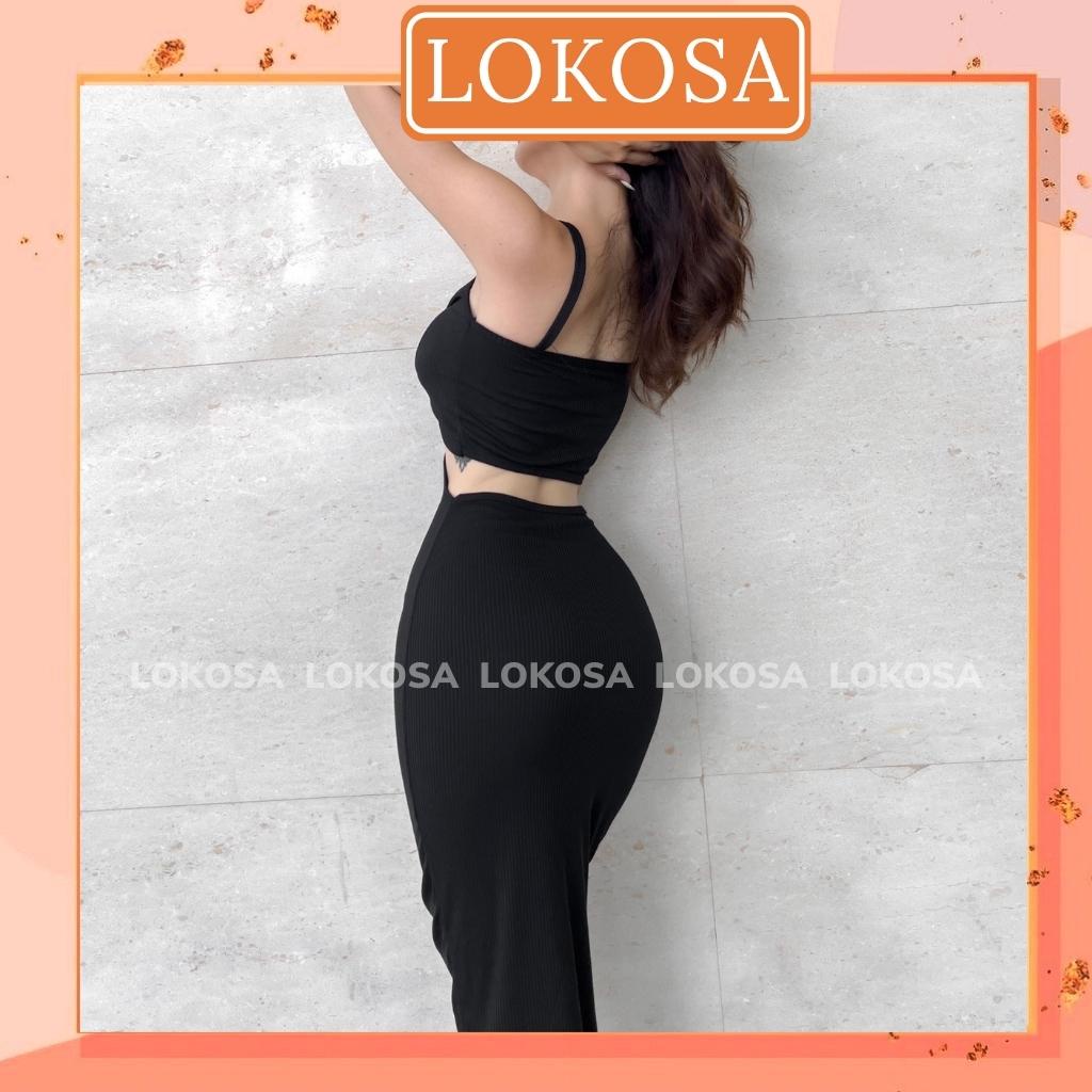 Đầm Nữ Body Sexy LOKOSA Váy Ôm Body Dáng Dài 2 Dây Thiết Kế Cúp Ngực Khoét Eo Hở Hai Bên dự tiệc đi chơi VD077 | BigBuy360 - bigbuy360.vn