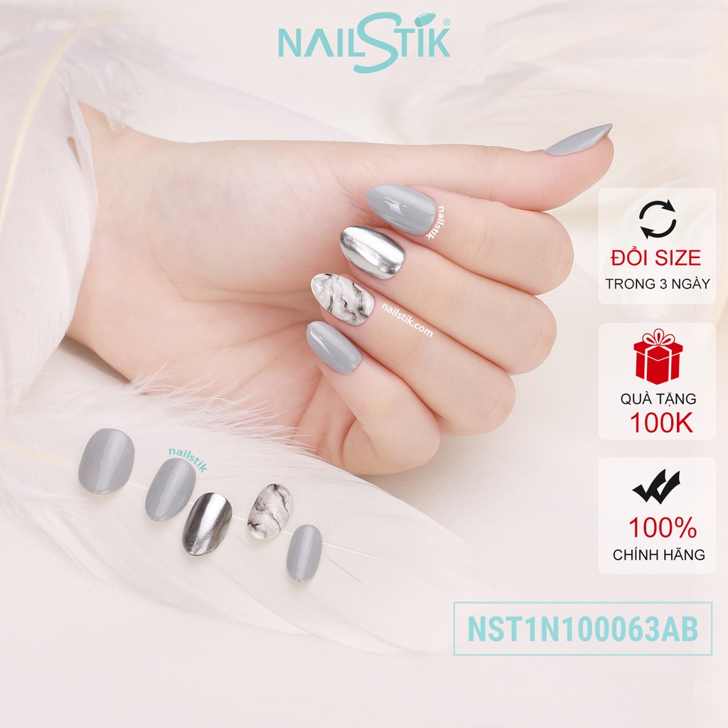 Móng úp thiết kế by NAILSTIK, màu nâu đậm, form móng bầu, ngắn/dài, 063