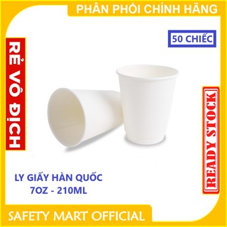 Combo 50 Cốc Giấy Hàn Quốc 7OZ 210ML - Màu Trắng
