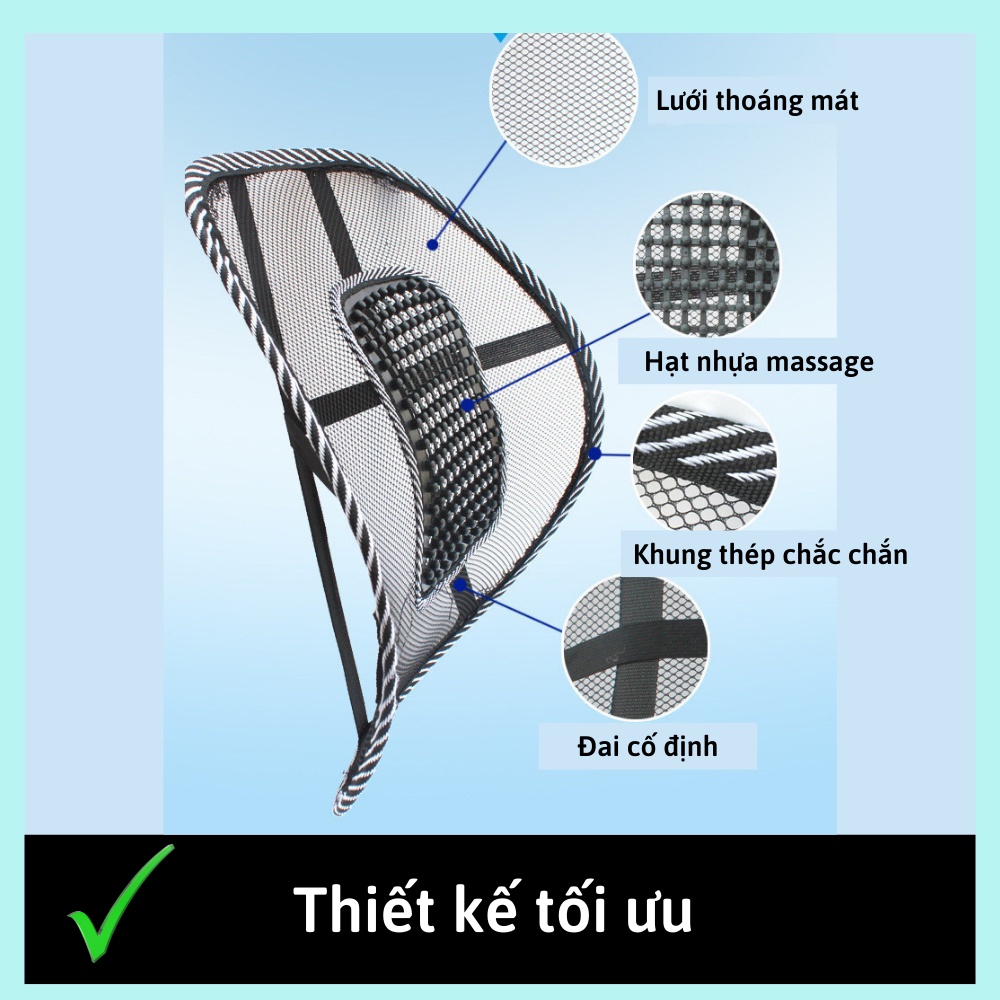 Tấm lưới tựa lưng ghế ô tô, tựa lưng ghế văn phòng, chống mỏi lưng bảo vệ cột sống
