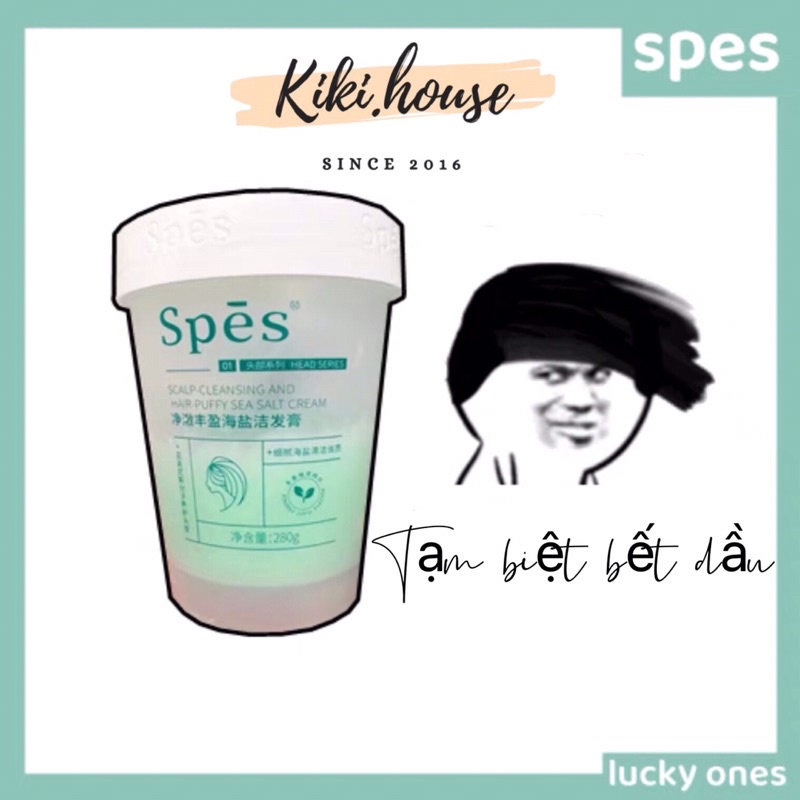 Tẩy tế bào chết da đầu SPES kiềm dầu, Dầu gội muối biển SPES giúp tóc bồng bềnh và sạch gàu