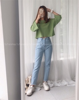 áo croptop tay lửng ảnh thật