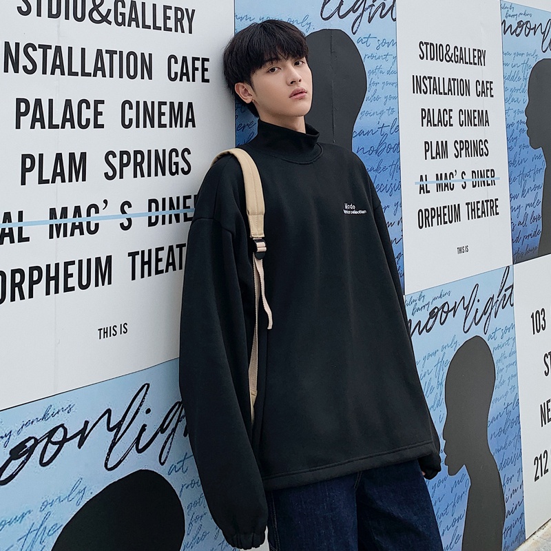 Áo khoác cổ cao lót nhung dáng rộng thời trang | BigBuy360 - bigbuy360.vn