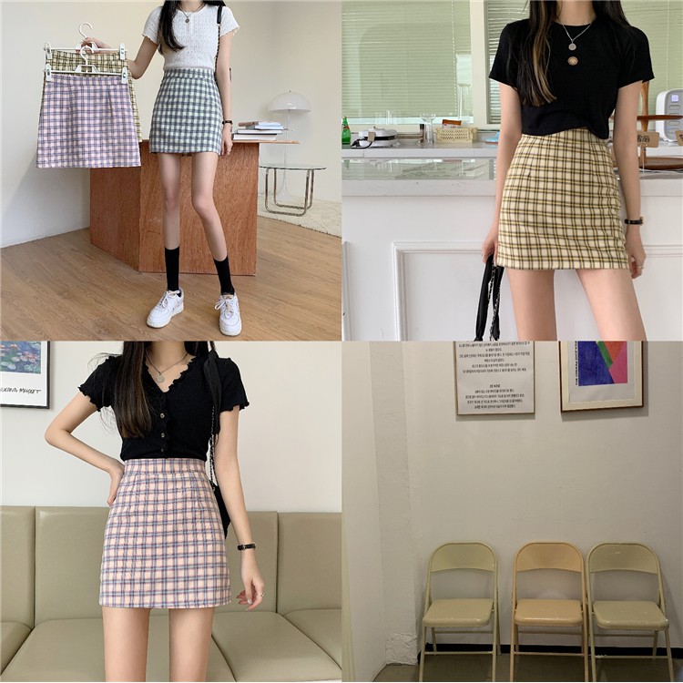 Chân Váy Ngắn Lưng Cao Họa Tiết Sọc Caro 9 Màu Ngọt Ngào Thời Trang | BigBuy360 - bigbuy360.vn